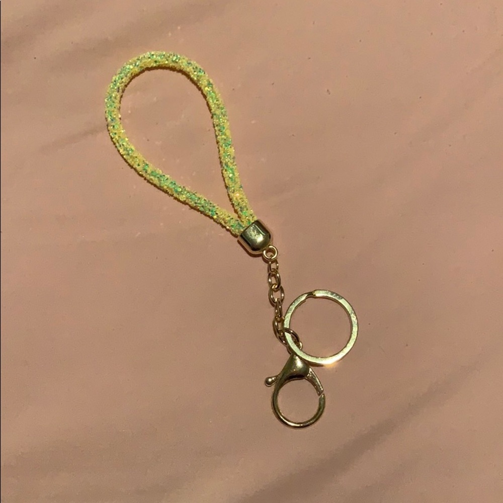 Yellow sparkly keychain